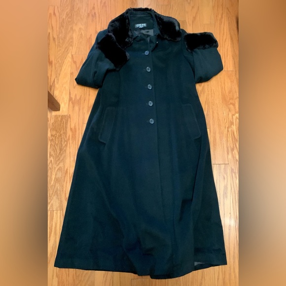 Women’s 8 SEARLE BLATT STUDIO Real Fur Trim Cashmere Full Length Coat Jacket - Picture 8 of 14